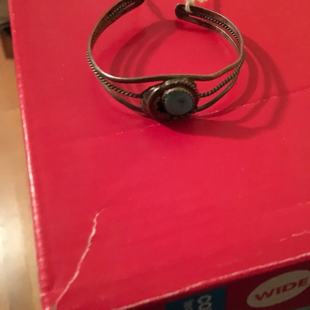 Native American petite turquoise stone bracelet Probably a Child’s size